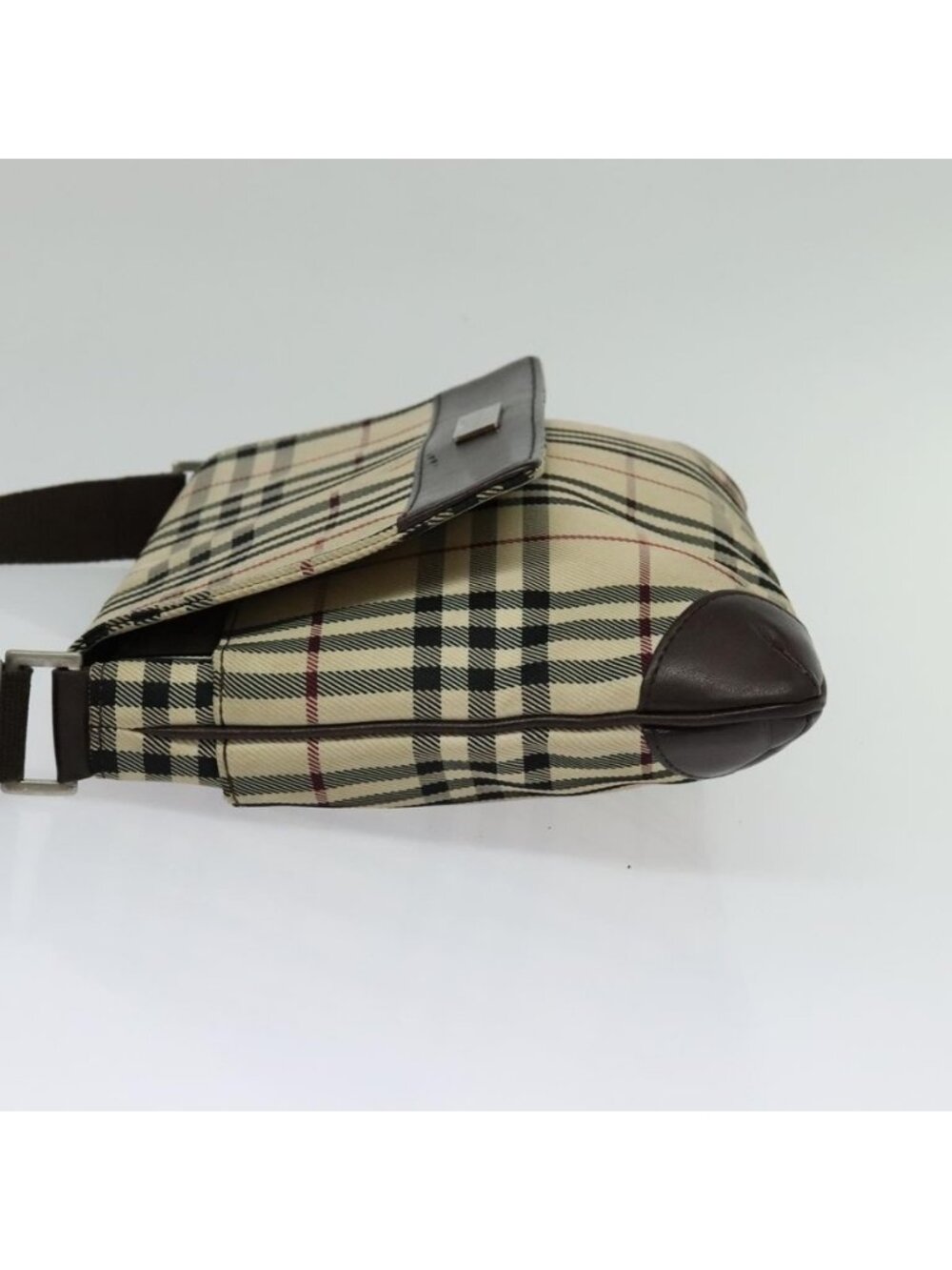 Authentic BURBERRY Nova Check Shoulder Bag Nylon Beige Silver - Picture 11 of 16